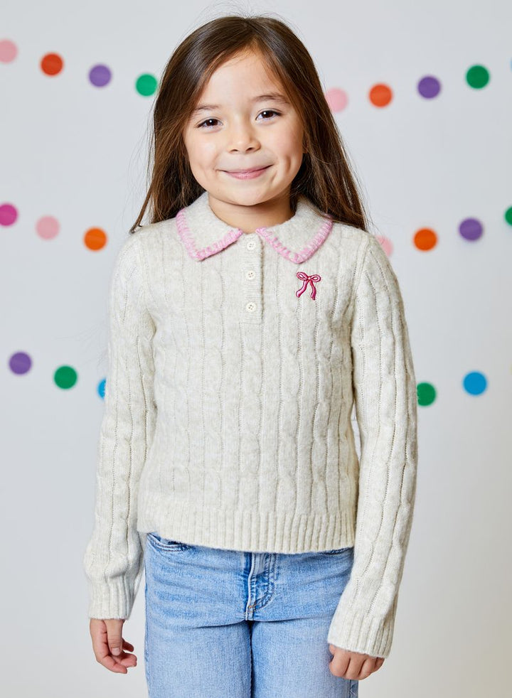 DHK Bow Collar Henley Sweater