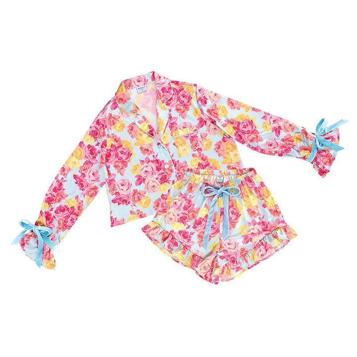 Blue Rose Long Sleeve & Short Pajama