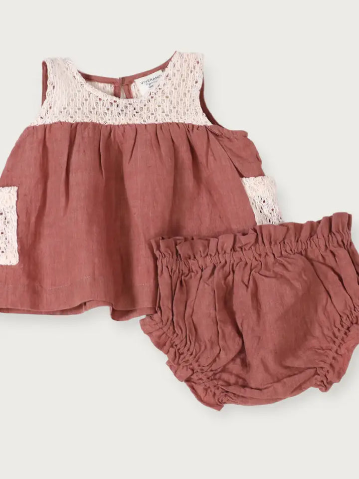 Mirabelle Linen Crocheted Baby Dress