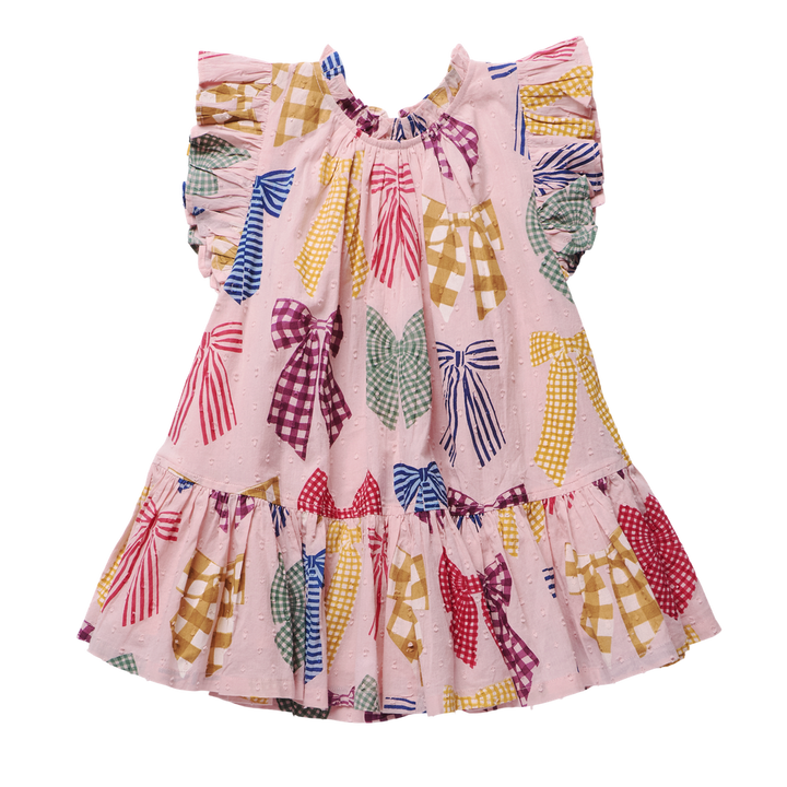 Girls Harper Dress in Pattern Bows