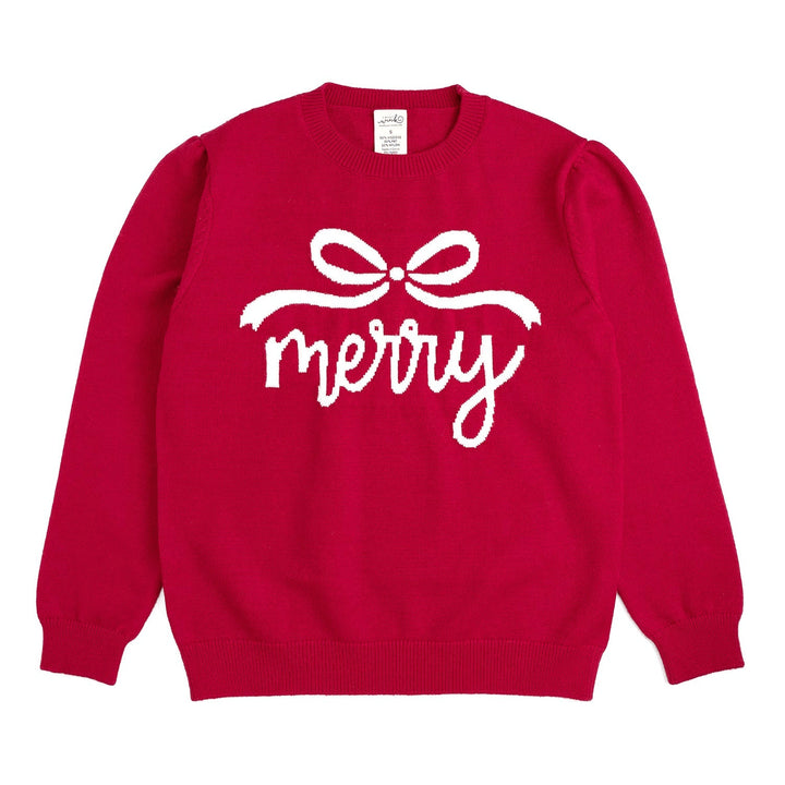 Sweet Wink Merry Bow Christmas Women's Sweater in Red