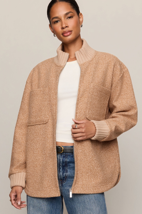 Z Supply Downhill Contrast Jacket in Toasted Almond