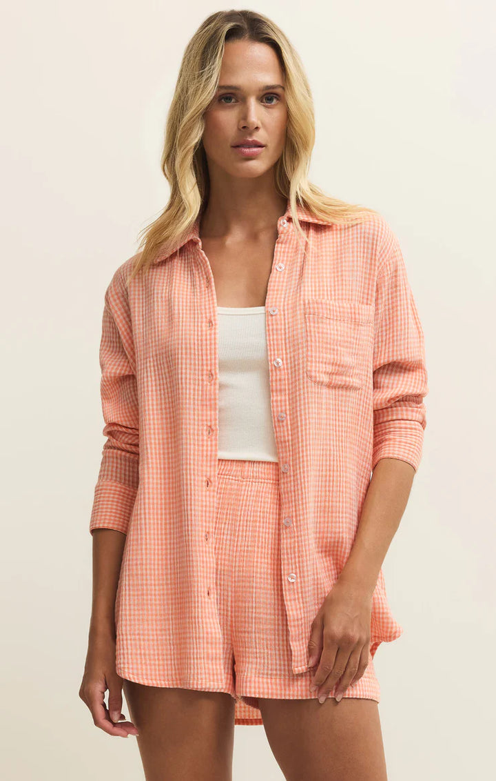 Classic Gingham Top in Cantalope