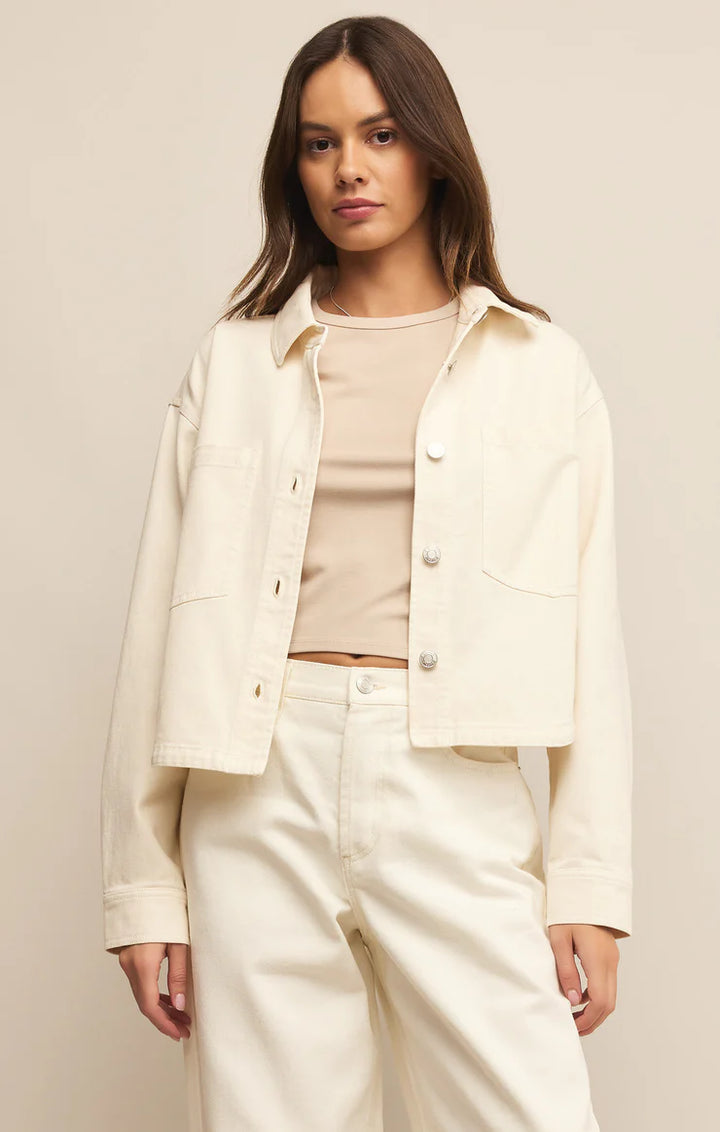 All Day Cropped Denim Jacket Off White