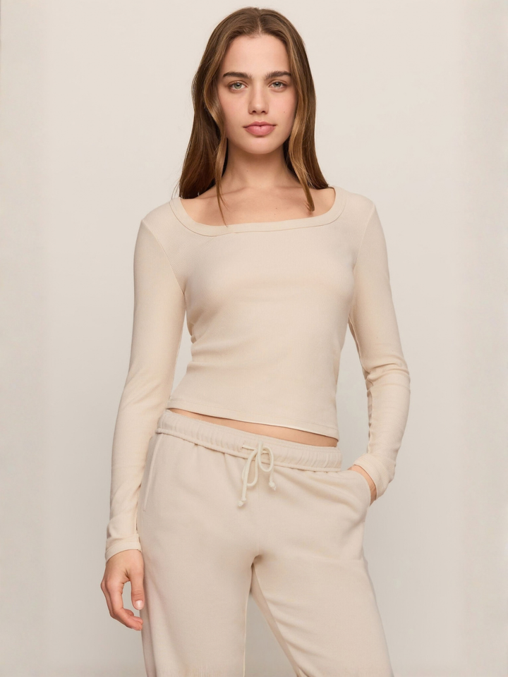 Z Supply Greyson Scoop Long Sleeve Tee in Frosted Pearl