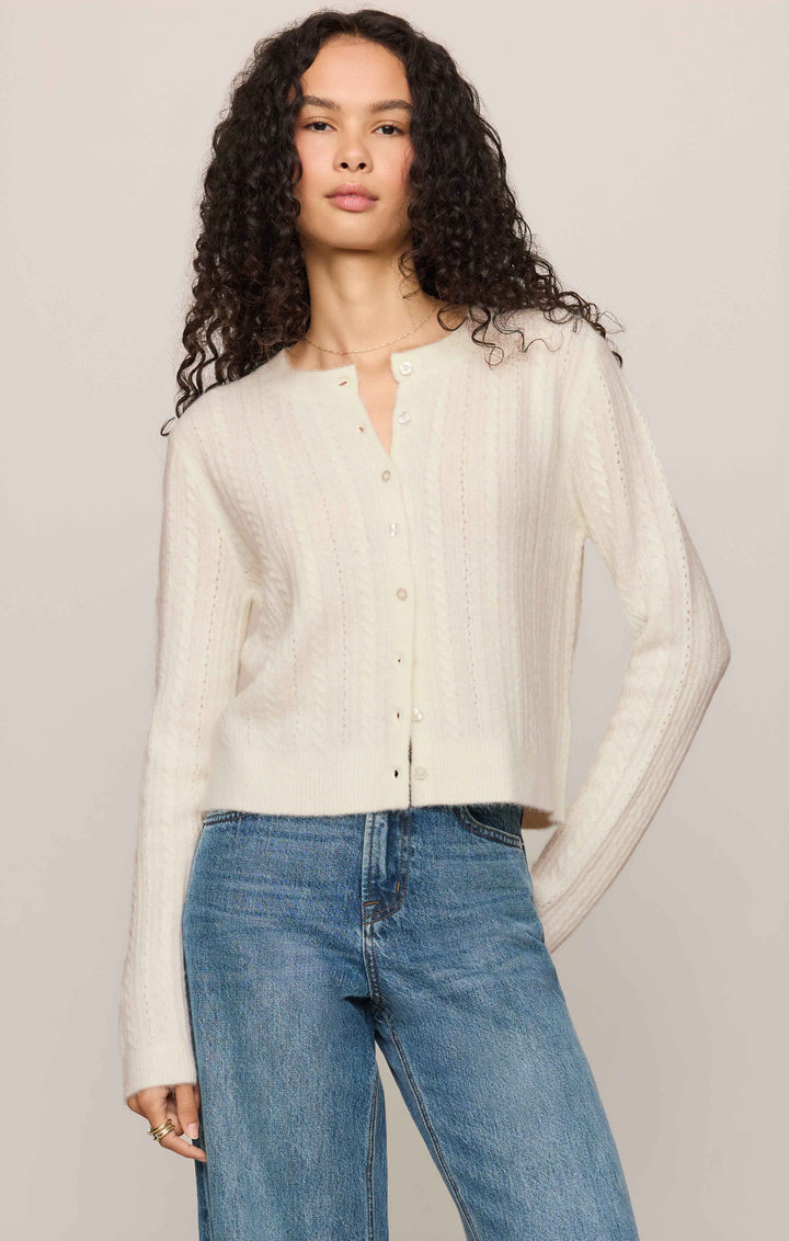 ZSU Medina Pointelle Cardigan in Cloud