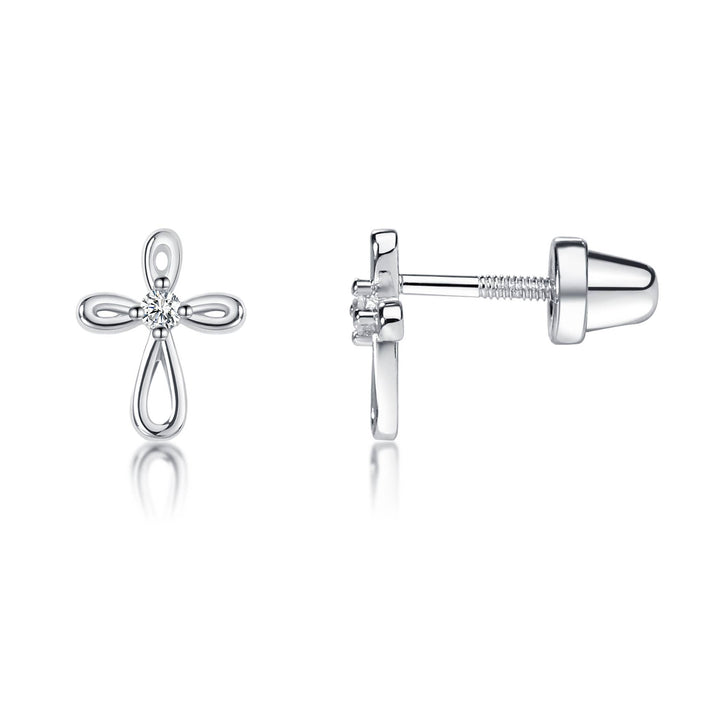 Sterling Silver Cross Earrings Girl