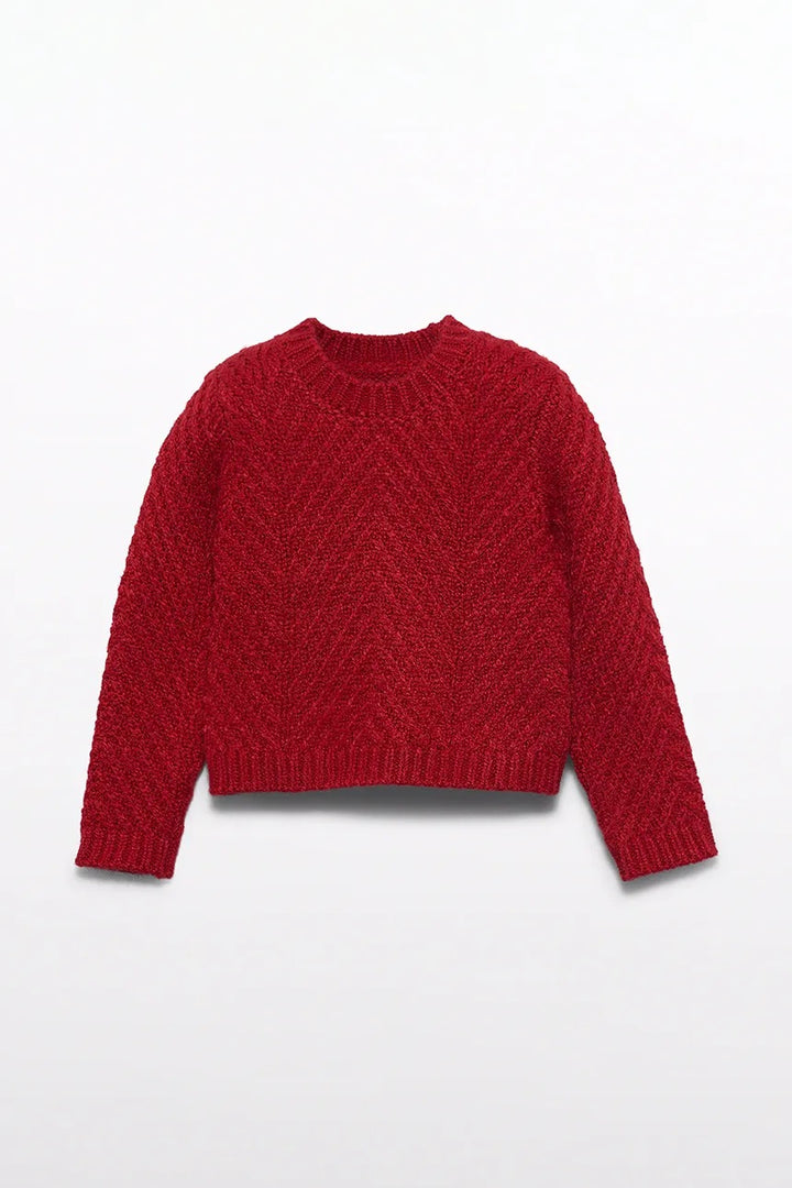 Abel & Lula Teja brick-red textured sweater, front
