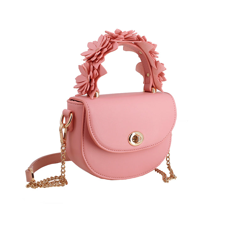 Blush Flowered Handle Purse