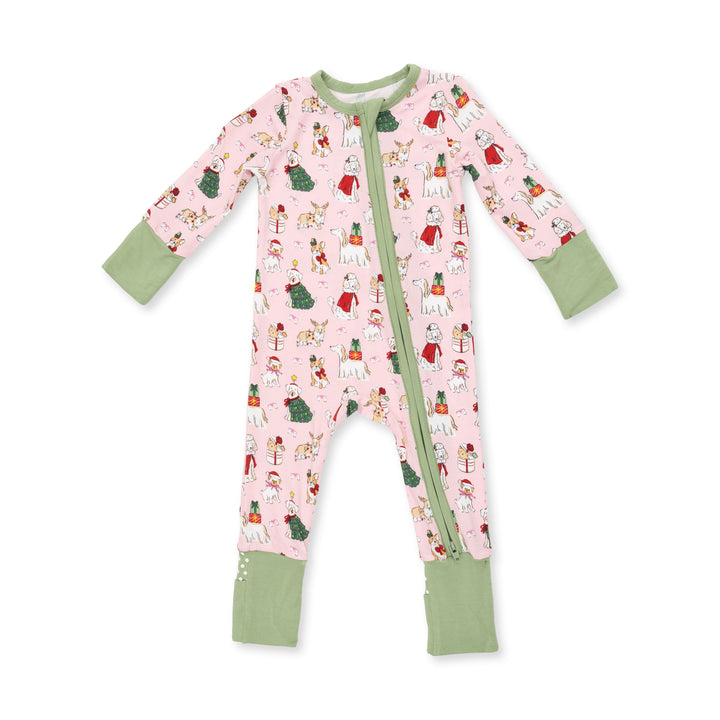 Angel Dear Christmas Dogs Pink Convertible Romper - 1