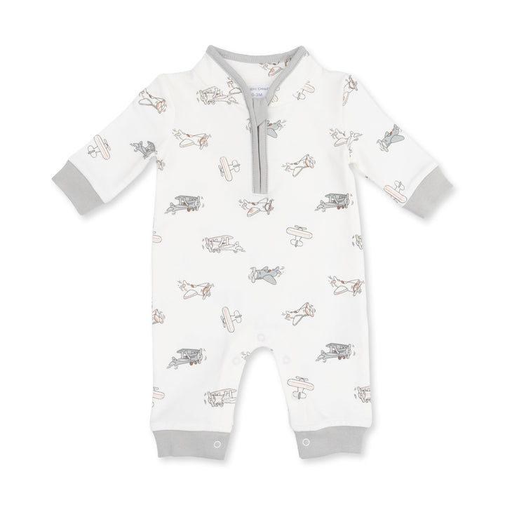 Angel Dear Vintage Airplane Pilots Zip Neck Romper - 1