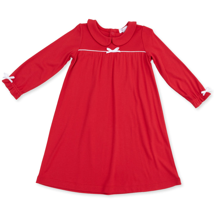 Angel Dear Ribbon Red Long Sleeve Gown with Peter Pan Collar - 1