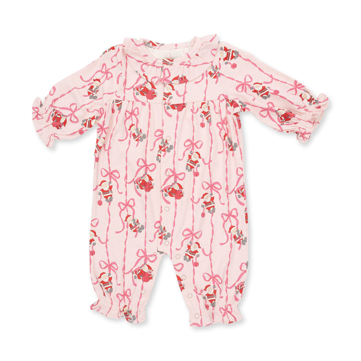 Angel Dear Bows & Santa Long Sleeve Ruffle Collar Romper - 1