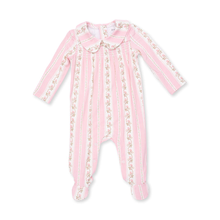Angel Dear Antoinette Stripe Smocked Peter Pan Snap Footie - 1
