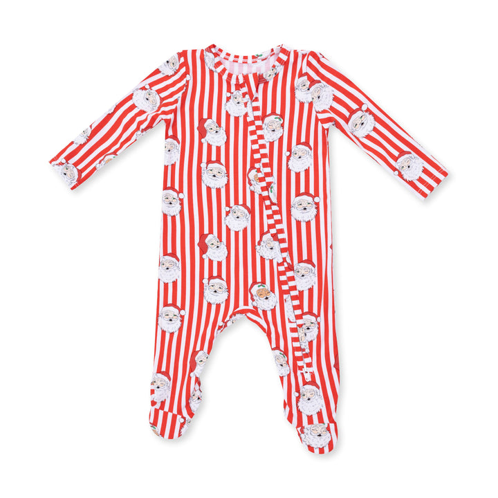 Angel Dear Vintage Santa Stripe 2 Way Zipper Footie - 1