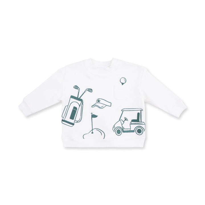 Angel Dear Golf Drop Sleeve Sweatshirt White - 1