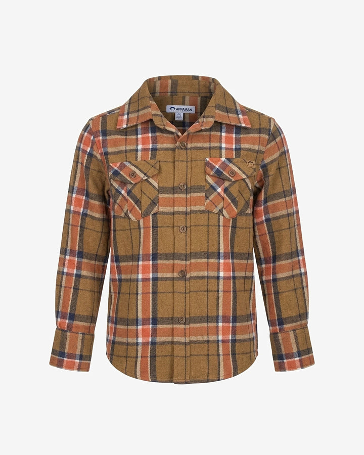 Appaman Tomato Olive Plaid Flannel Shirt
