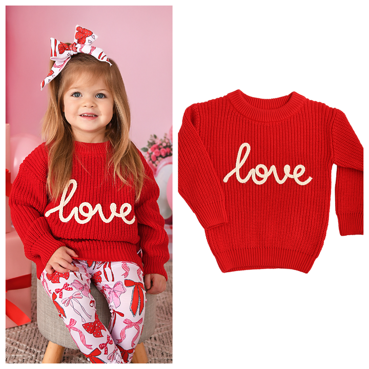 Love Red SWEATER Valentines Baby Toddler Kids Clothing Top: 12-18m