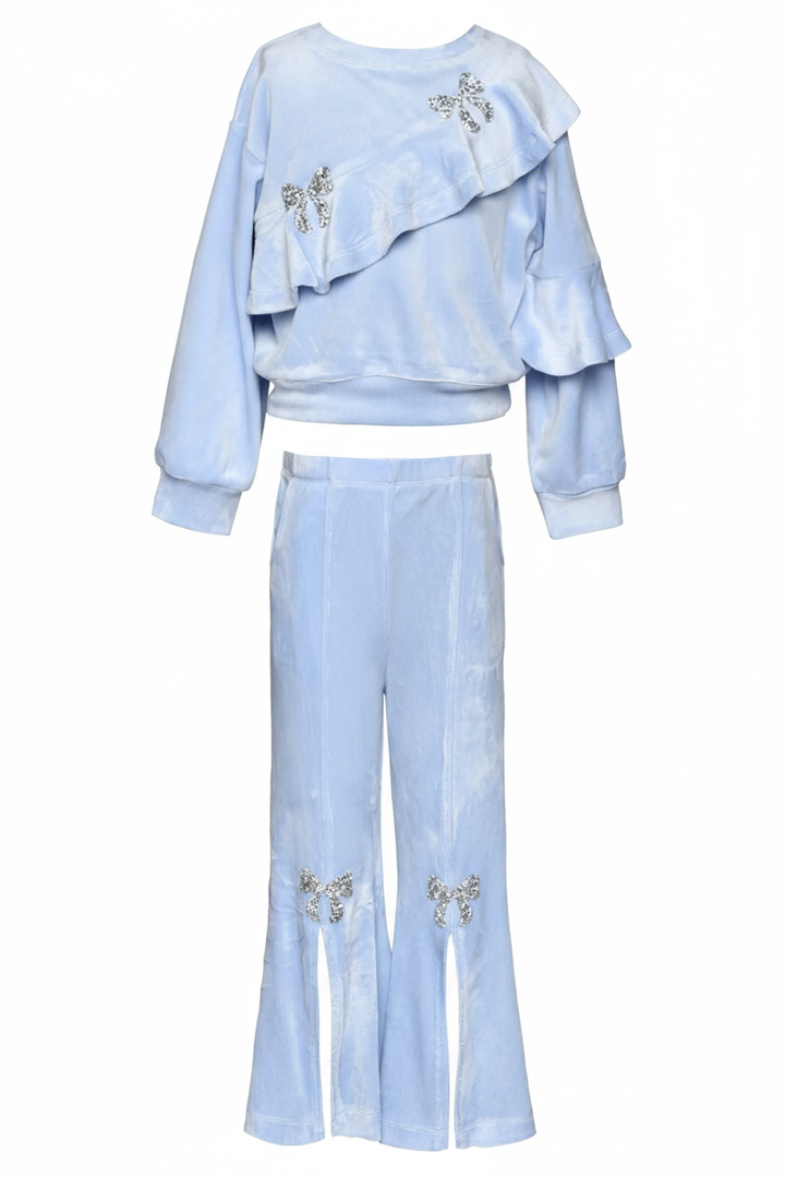 Blue Glitter Bow Matching Set