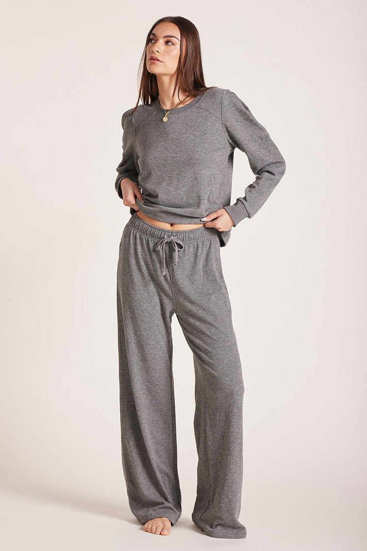 Bobi Los Angeles Wide Leg Lounger Pant in Charcoal, front view