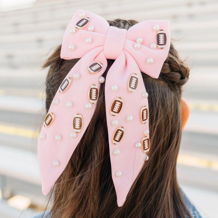 Football Pearl Charm Bow