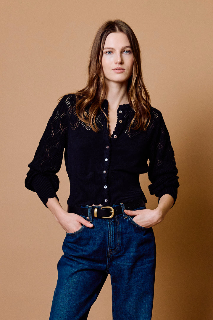 Cleobella Roksi Sweater in Black, front view
