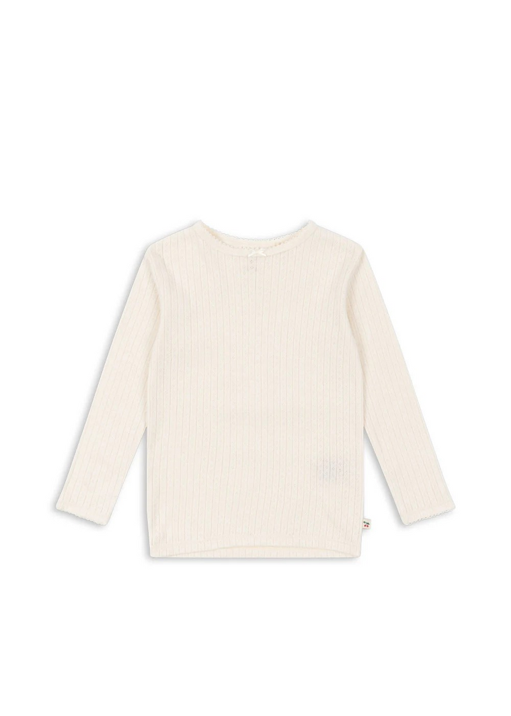 Minnie Pointelle Tee Shirt in Antique White