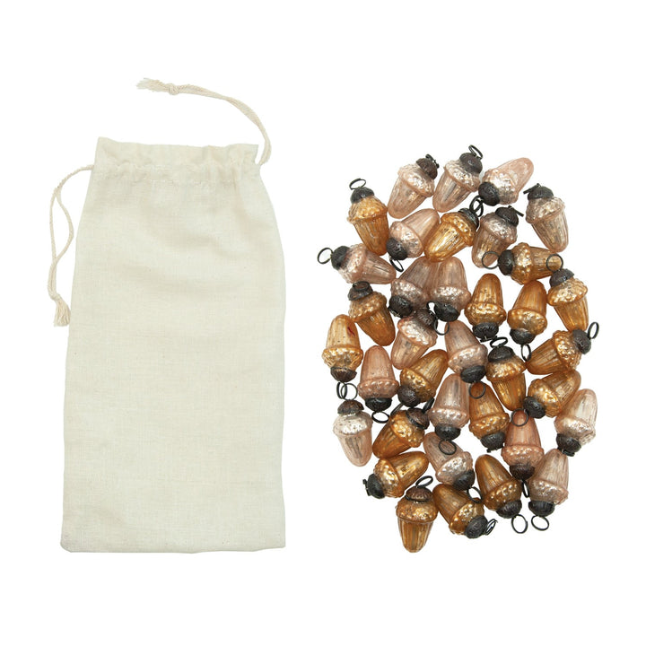 Creative Co-Op mercury glass acorn ornaments with muslin bag, set of 36