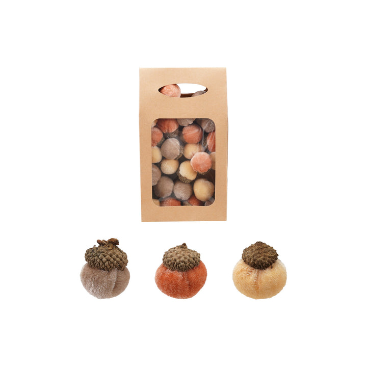 Creative Co-Op Velvet Acorn Scatter, Bag of 24
