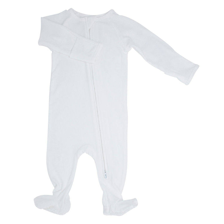 SWB Zipper Ribbed Footie in Pure White