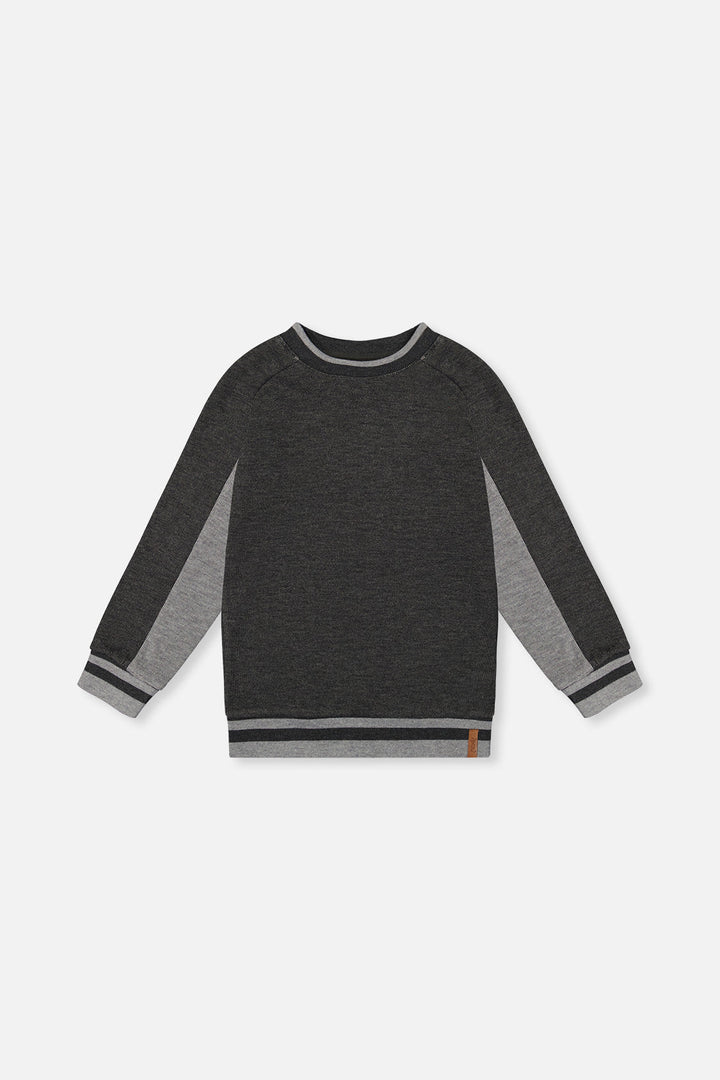 Deux Par Deux Flat Back Rib Sweatshirt Grey, front view