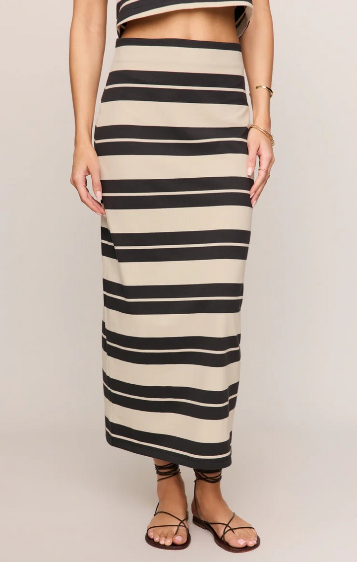 Gail Striped Midi Skirt in Ash Black