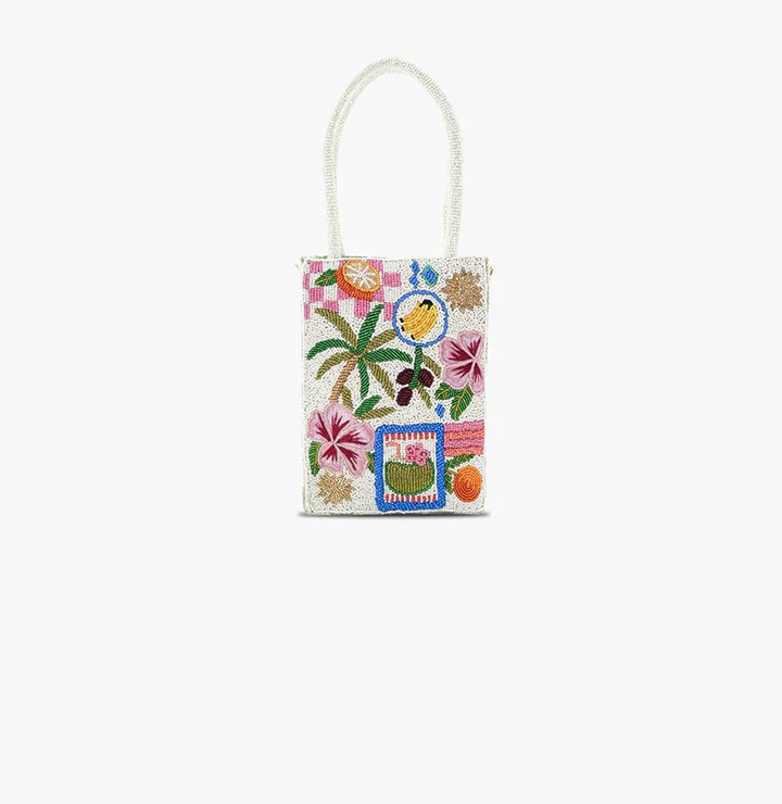 Zesty Orchard Orange Lemon Floral Beaded Purse