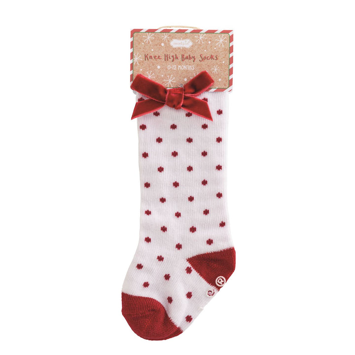 Tall Red Dot Bow Socks