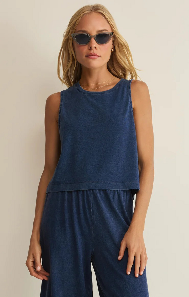 Sloane Jersey Muscle Tank in Denim