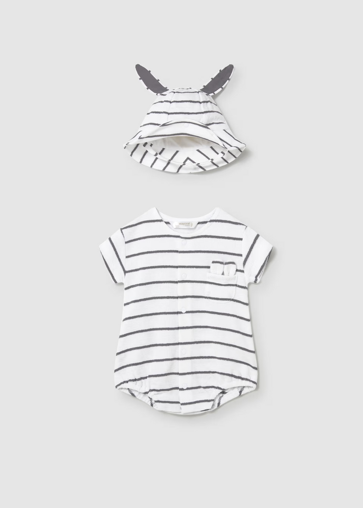 2-PC Striped Romper and Hat