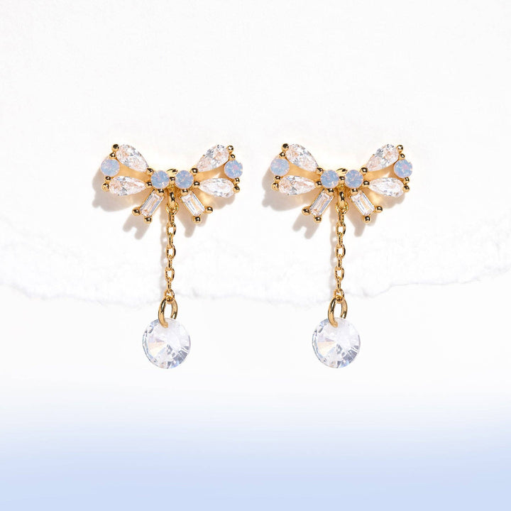 Girls Crew Mini Bow Dew Drop Earrings: Gold