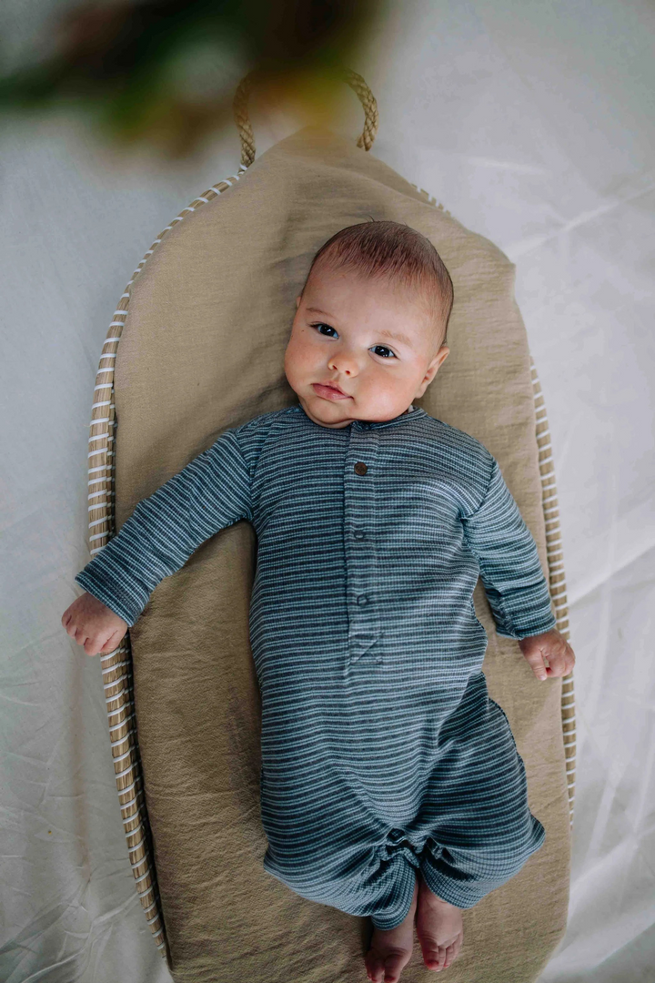Sky Suit in Ribbed Blue Stripe