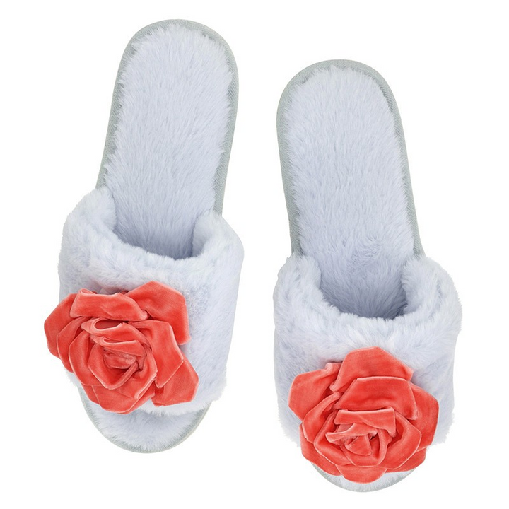 Blue Slippers with Rose