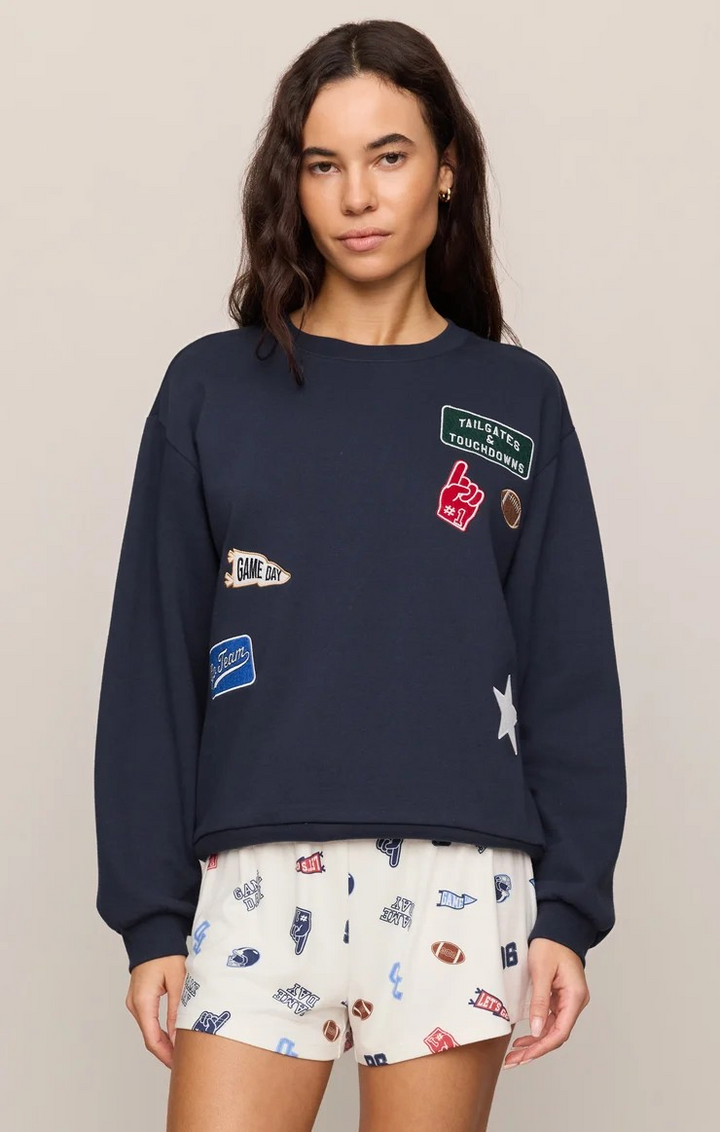 Boyfriend Patch Sweatshirt Game Day