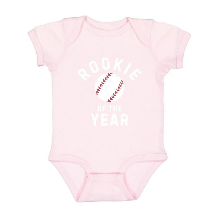 Rookie of the Year Baseball Onsie in Pink