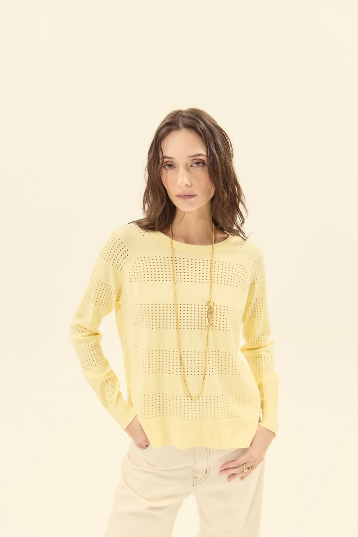 Butter Yellow Holey Sweater