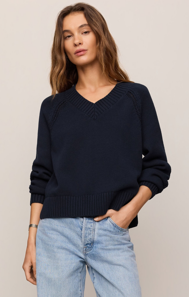Stratton V-Neck Sweater in Eclipse