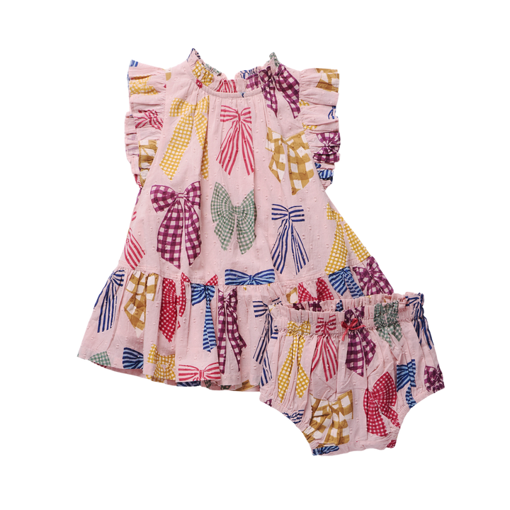 Girls Harper Baby Dress in Pattern Bows