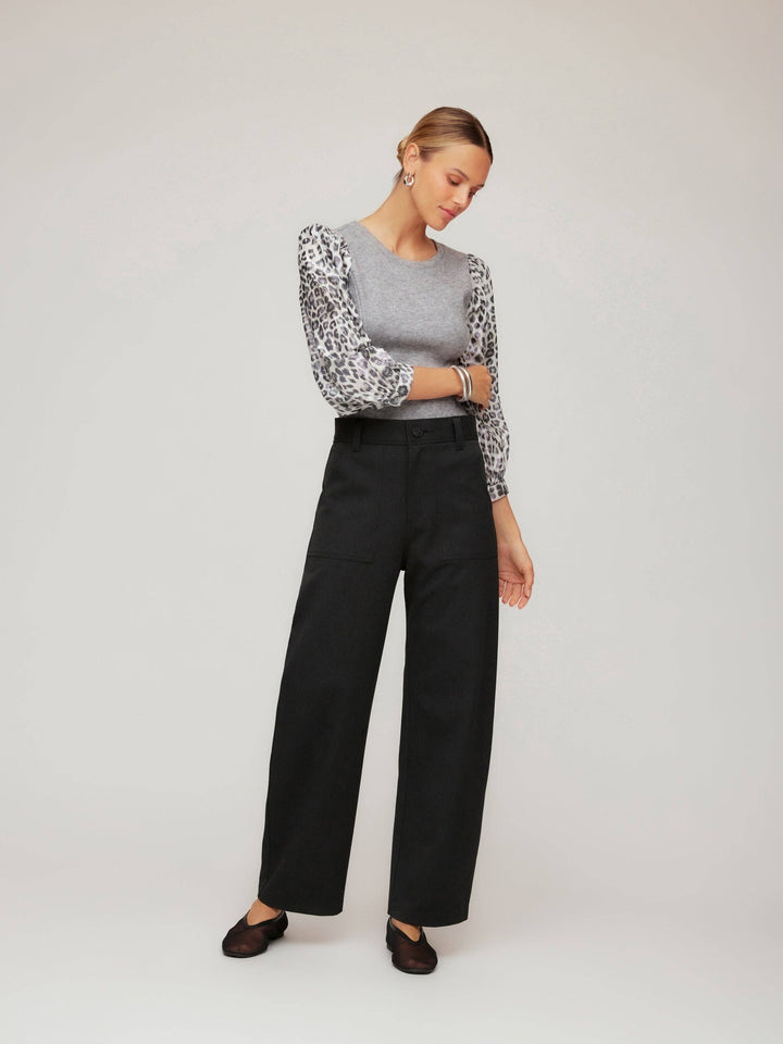 Contrast Lori Top in Grey & Leopard