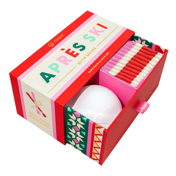 Musee Après Ski Bath Balm & Sock Set – product and gift packaging
