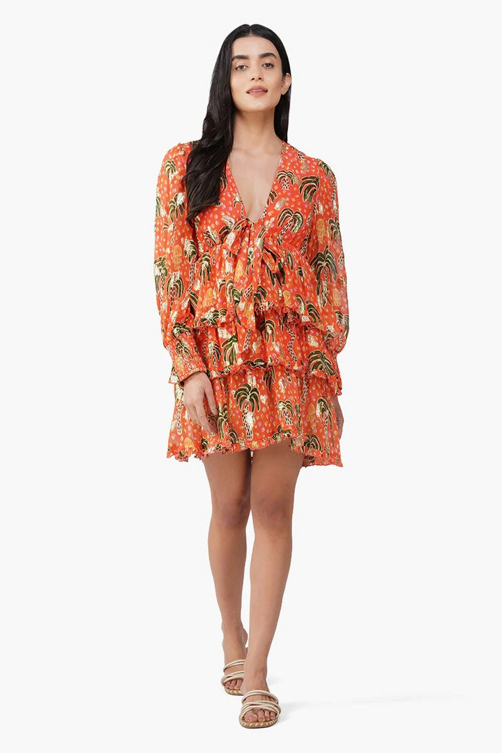 AMB Coral Palm Farm Printed Dress