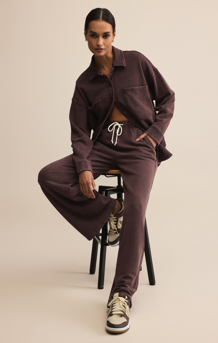 Hunter French Terry Pant in Chocolate Cherry