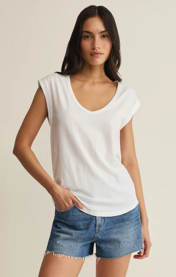 Per Diem V-Neck Tank in white