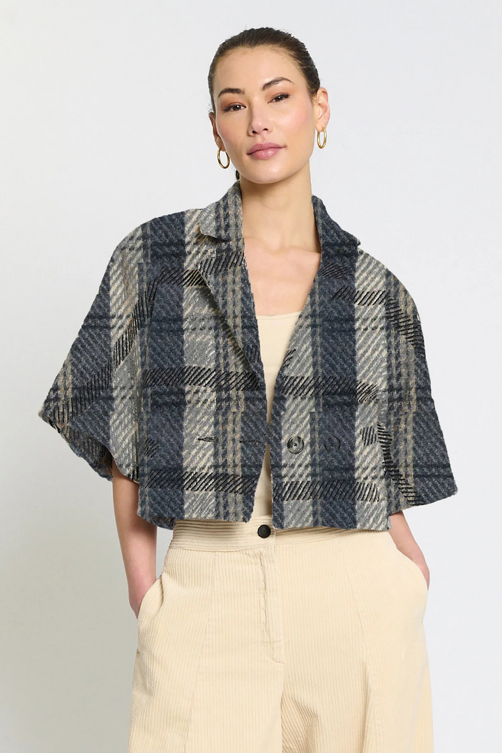 Central Park West Lyla Short Sleeve Cape Jacket - Camel